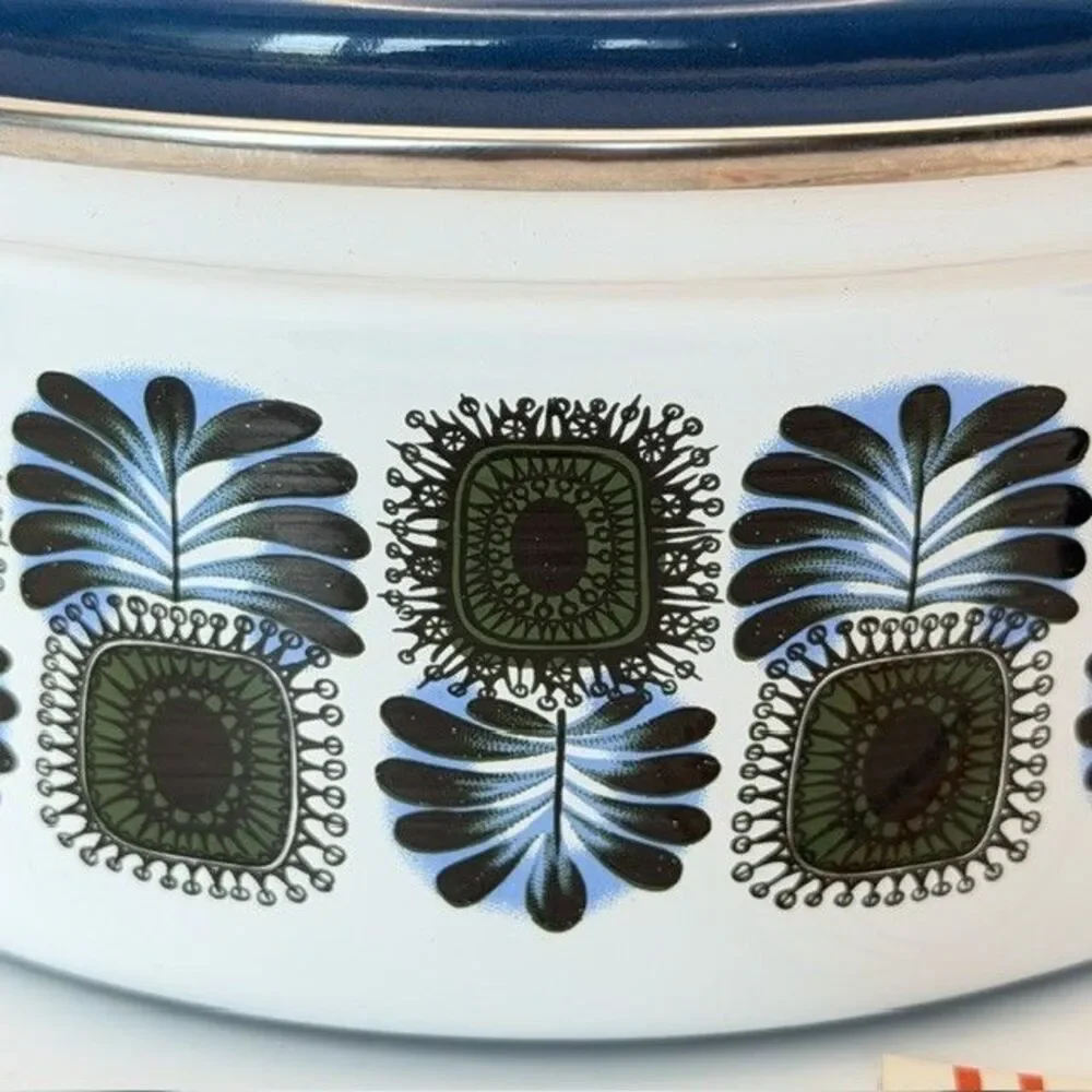 Austria Email Universal 8” Saucepan Enamel Blue & Green ST-18 Vintage NEW
